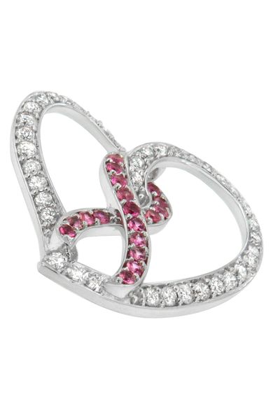3/4 Cttw White Diamond Awareness Ribbon & Open Heart Necklace